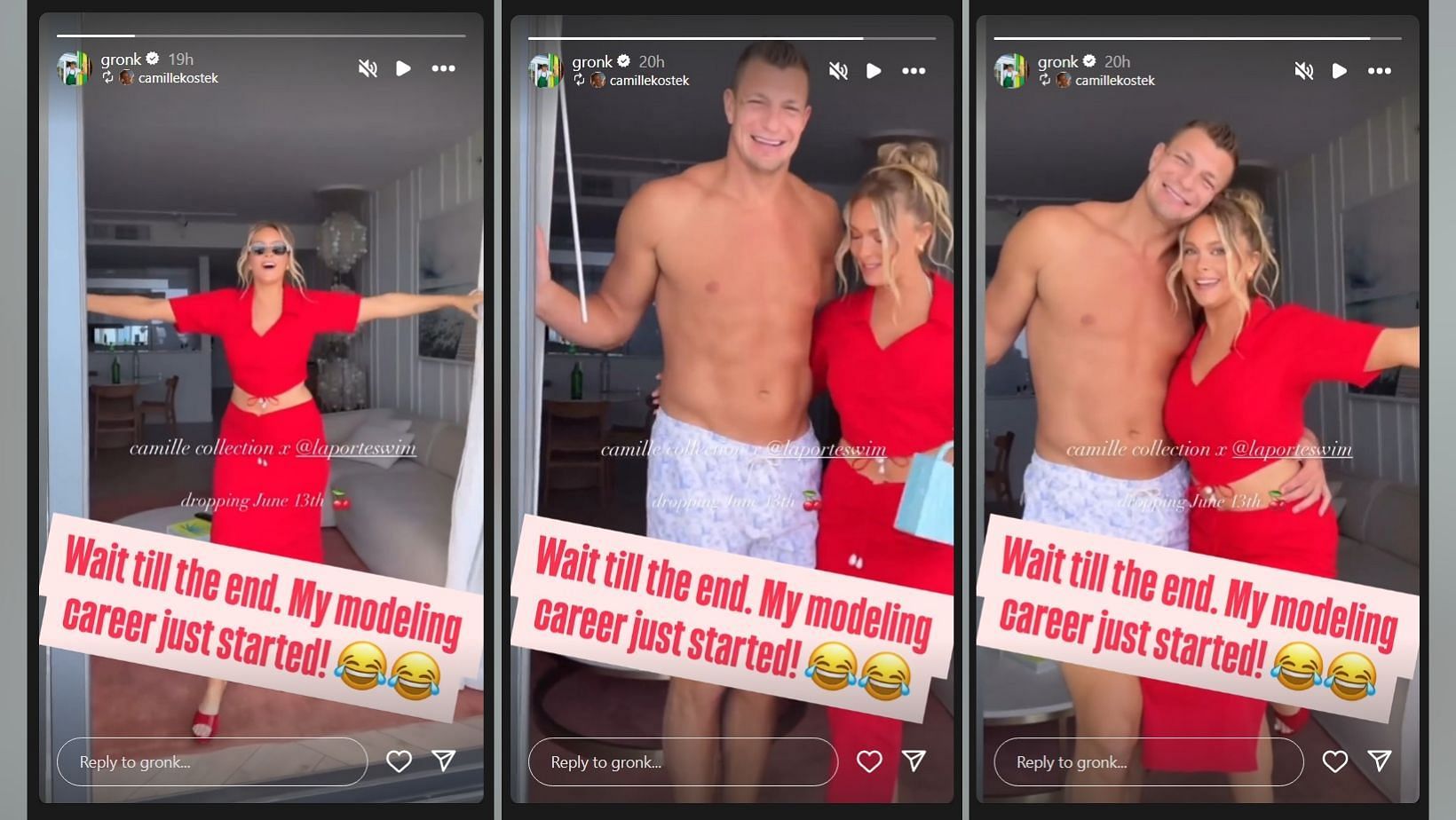 Rob Gronkowski jokes about modeling debut with gf Camille Kostek (Image Credit: Gronkowski/IG)